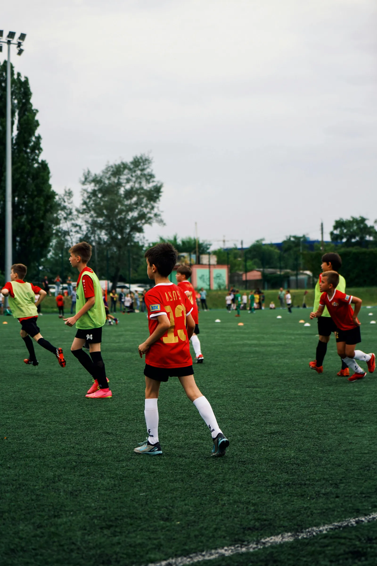 Youth soccer players on the field